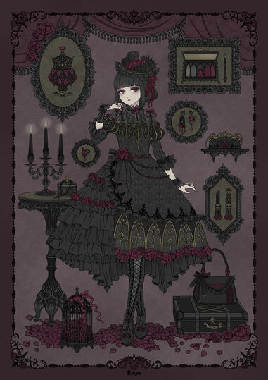 服デザイン, Gothic Lolita fashion artwork, ロリータファッション, 零夜